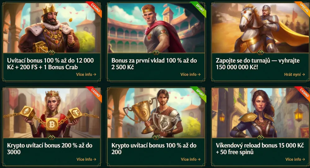 Casinia vkladové bonusy včetně uvítacího balíčku a nabídky bonusového kola.